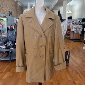 Liz Claiborne Women's Tan Wool Pea Coat Medium